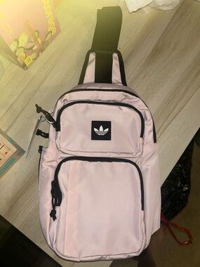 adidas Pink and Black Sling Belt Bag with Trefoil Logo
